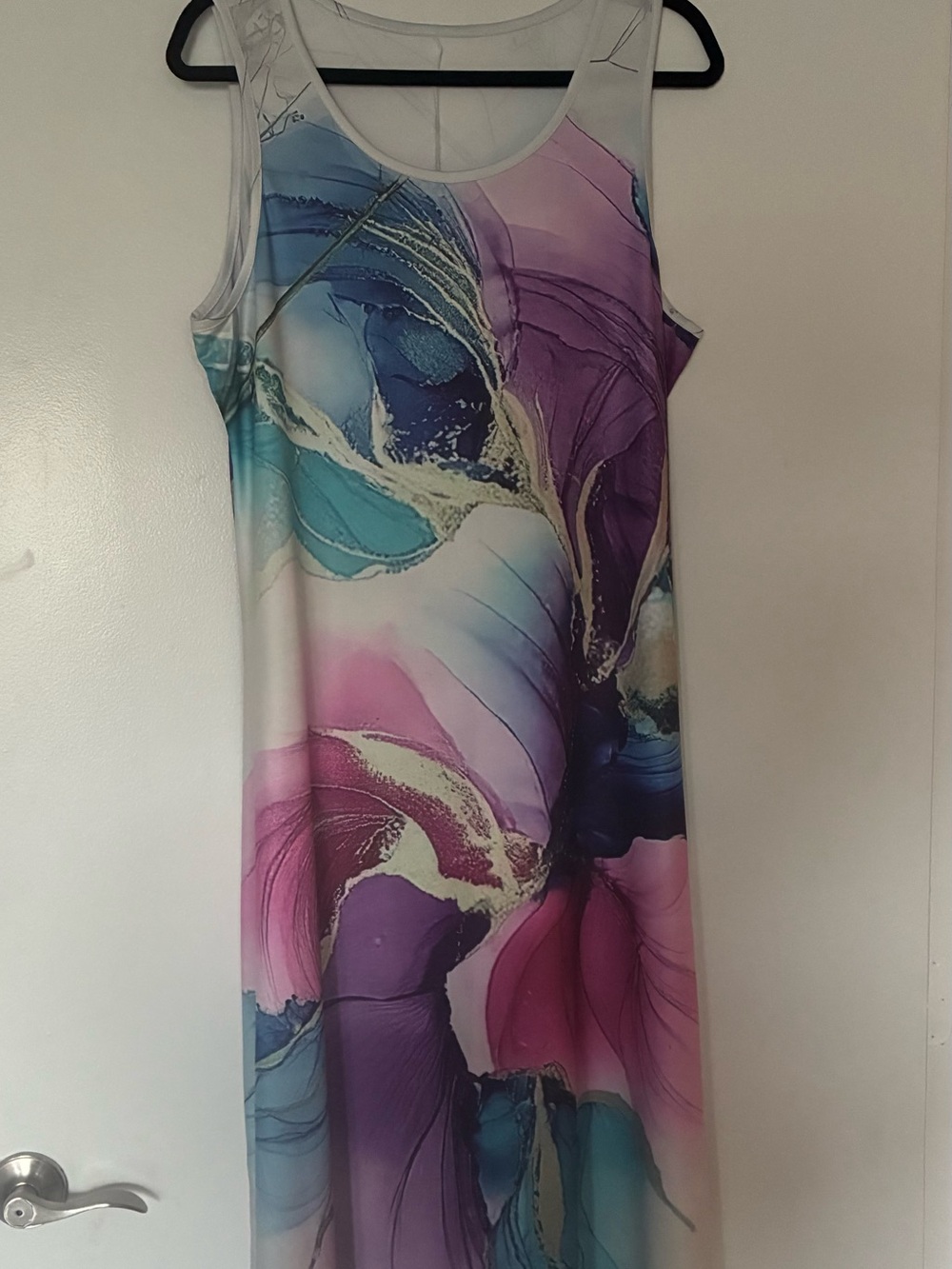 Sleeveless Multi-Color Abstract Print Maxi Dress